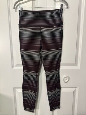 Athleta Striped High-Waist Leggings - Black & Burgundy